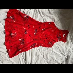 Floral Print Mini Open Back Dress WITH POCKETS